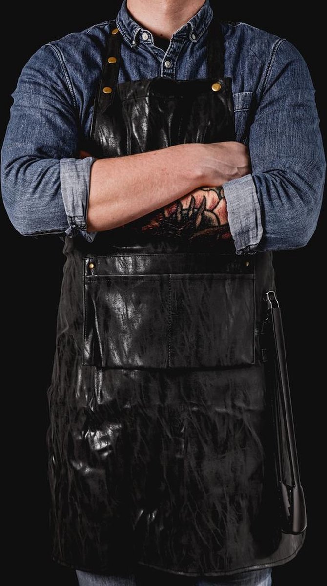 BBQ Schort - Grijs PU Leer - Afbeelding 2